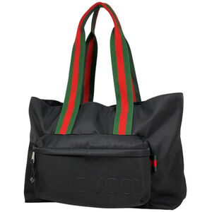 Gucci Large Sherry Line Web Tote Bag in Nylon, Black, 802172, Women's